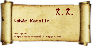 Káhán Katalin névjegykártya